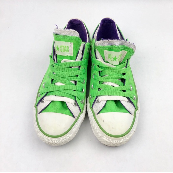 CONVERSE Neon Green Double Tongue Unisex Sneakers - Picture 3 of 12